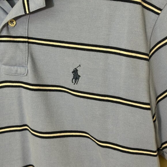 Polo by Ralph Lauren Short Sleeve Casual Shirt Blue/Navy/White Striped Men's M - Picture 9 of 11